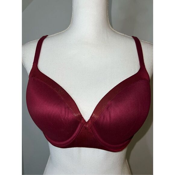 Victoria’s Secret Maroon Lined Demi/Demi Double Bra 34DD - Picture 1 of 9